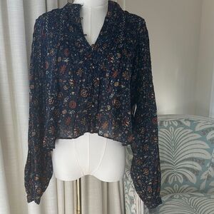 Veronica Beard Dark Floral Blouse
